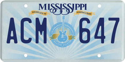 MS license plate ACM647