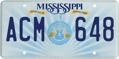 MS license plate ACM648
