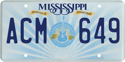 MS license plate ACM649