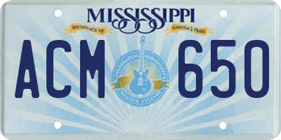 MS license plate ACM650