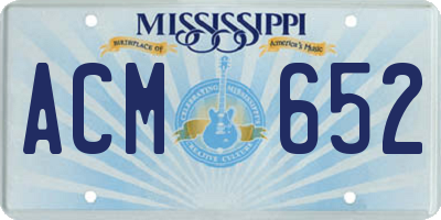 MS license plate ACM652