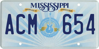 MS license plate ACM654