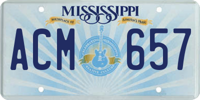 MS license plate ACM657
