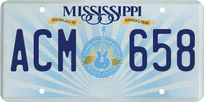 MS license plate ACM658