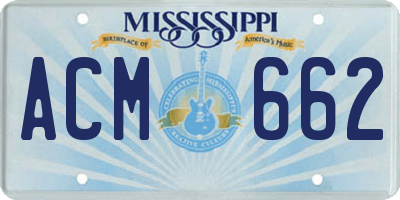 MS license plate ACM662