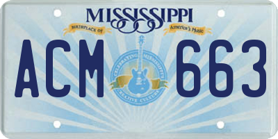 MS license plate ACM663