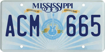 MS license plate ACM665