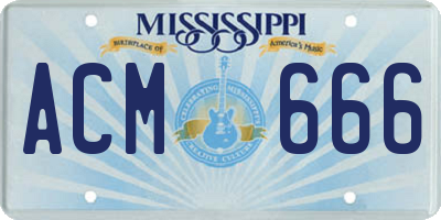 MS license plate ACM666