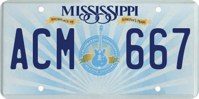 MS license plate ACM667