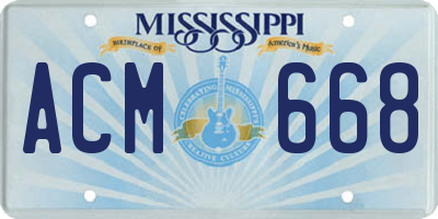 MS license plate ACM668