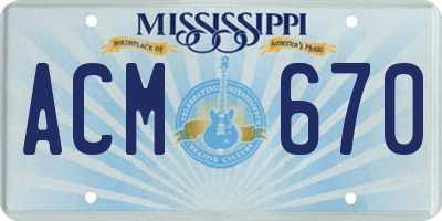 MS license plate ACM670