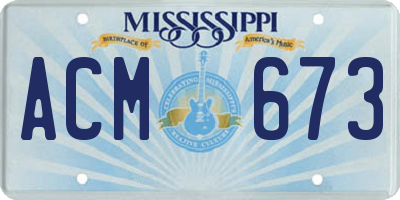 MS license plate ACM673