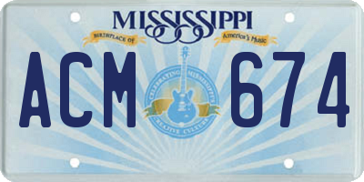 MS license plate ACM674