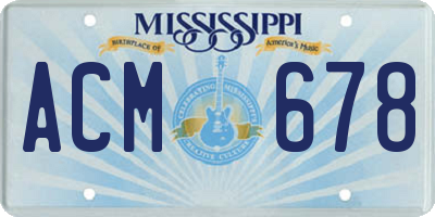 MS license plate ACM678