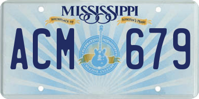 MS license plate ACM679