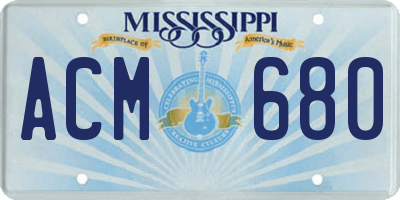 MS license plate ACM680