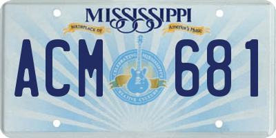 MS license plate ACM681