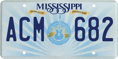 MS license plate ACM682