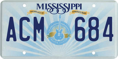 MS license plate ACM684