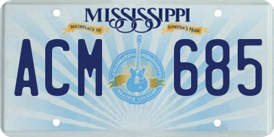 MS license plate ACM685