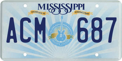 MS license plate ACM687