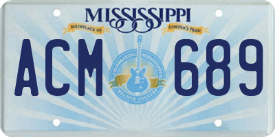 MS license plate ACM689