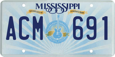 MS license plate ACM691