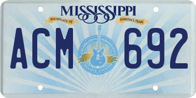 MS license plate ACM692