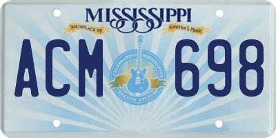 MS license plate ACM698