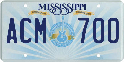 MS license plate ACM700