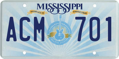 MS license plate ACM701