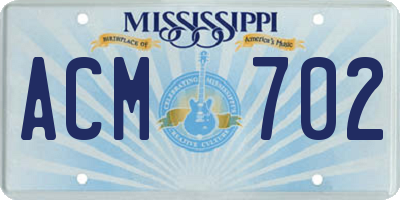 MS license plate ACM702