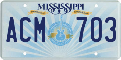 MS license plate ACM703