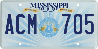 MS license plate ACM705