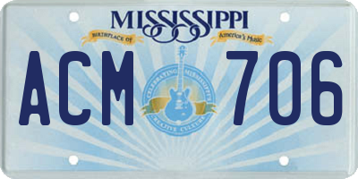 MS license plate ACM706