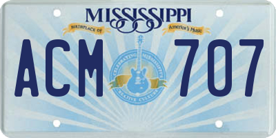 MS license plate ACM707