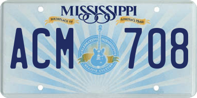 MS license plate ACM708