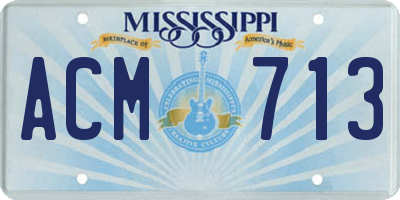 MS license plate ACM713