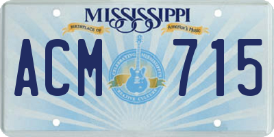 MS license plate ACM715