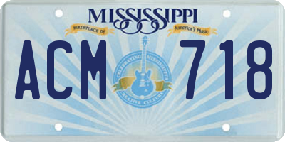 MS license plate ACM718
