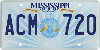 MS license plate ACM720