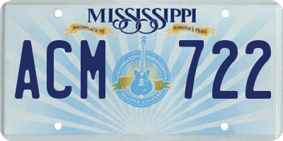 MS license plate ACM722