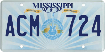 MS license plate ACM724