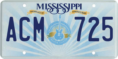 MS license plate ACM725