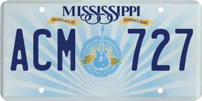 MS license plate ACM727