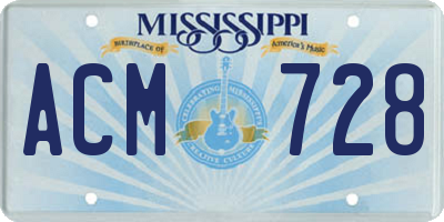MS license plate ACM728