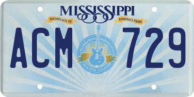 MS license plate ACM729