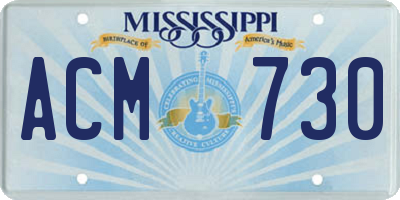 MS license plate ACM730