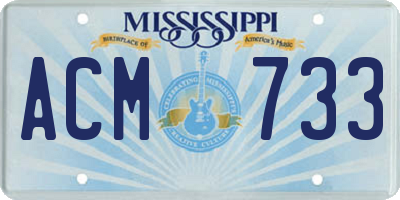MS license plate ACM733