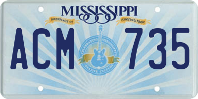 MS license plate ACM735